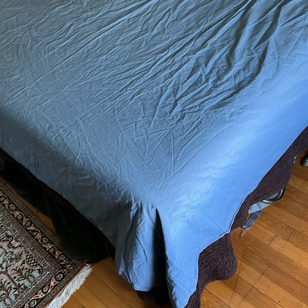 New Anthropologie Joey Washed Percale Duvet Cover Cal King Blue